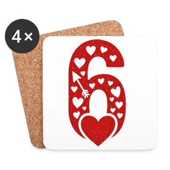 Fun 67 Number 6-7 6 7 Matching Valentine's Card Sec - Coasters (set of 4) - white - Front