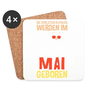 May Birthday Alpaca Saying Funny - Coasters (set of 4) - white - Front