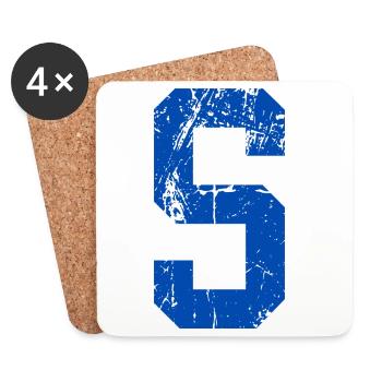 Lettre s sport rétro  - Dessous de verre (lot de 4) - blanc - Devant
