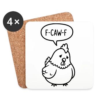 Süßes trauriges Huhn mit F-CAW-F Spruch - Untersetzer (4er-Set) - Weiß - Vorne