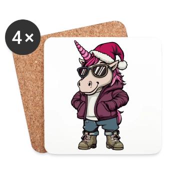 Noël licorne Hiver - Dessous de verre (lot de 4) - blanc - Devant