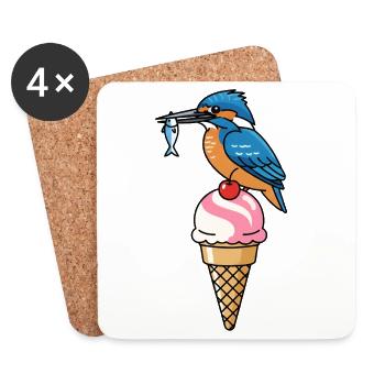 martins-pêcheurs - Dessous de verre (lot de 4) - blanc - Devant