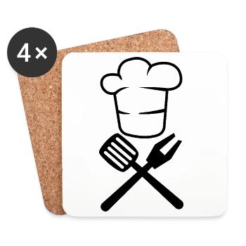 Professional Grill Master Chef Hat BBQ Gift Design - Untersetzer (4er-Set) - Weiß - Vorne