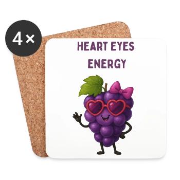 Heart Eyes Grapes Energy - Coasters (set of 4) - white - Front