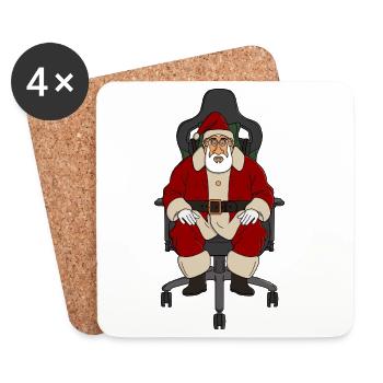 Weihnachtsmann am Büro-Gaming-Stuhl - Untersetzer (4er-Set) - Weiß - Vorne