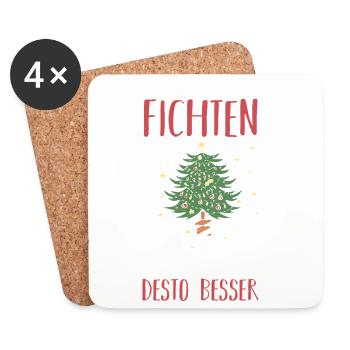 Weihnachtsmann Fichten Weihnachtsbaum Weihnachten - Untersetzer (4er-Set) - Weiß - Vorne