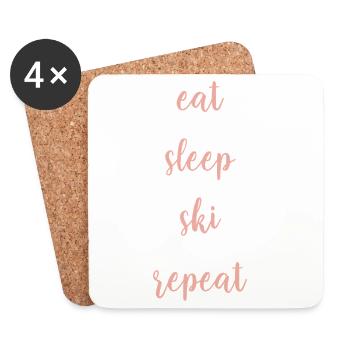 Mange, Dors, Ski, Répétez - Ski - Femmes skieuses - Dessous de verre (lot de 4) - blanc - Devant