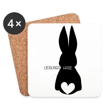 Mon lapin préféré avec le cœur - Dessous de verre (lot de 4) - blanc - Devant