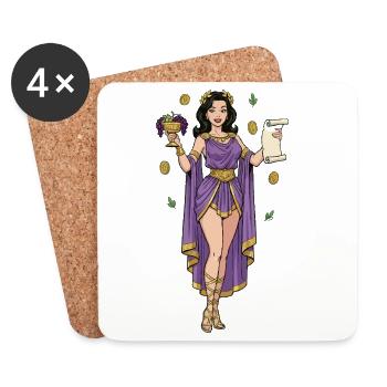 Femme grecque avec des raisins - Dessous de verre (lot de 4) - blanc - Devant