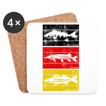 Pike, zander, perch, fishing, fishing, predatory fish - Coasters (set of 4) - white - Front