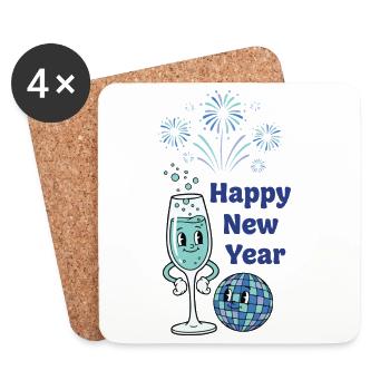 Happy New Year Celebrations Fireworks 2026 - Coasters (set of 4) - white - Front