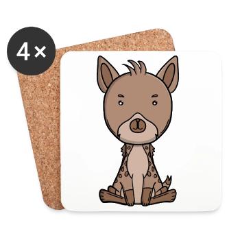 Niedliche Hyäne niedliche Kawaii-Safari-Tiere - Untersetzer (4er-Set) - Weiß - Vorne