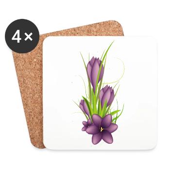 Delicate purple crocuses in elegant illustration - Coasters (set of 4) - white - Front