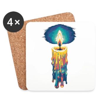 Faith Light Candle Retro Spirit Design - Coasters (set of 4) - white - Front