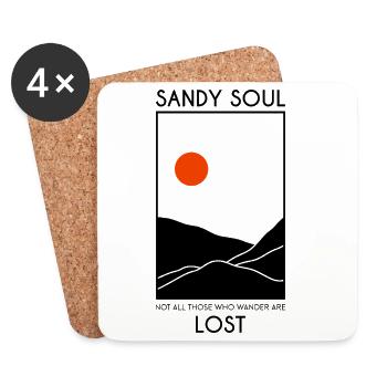 Déserts de sable / dunes de sable avec un soleil rouge - Dessous de verre (lot de 4) - blanc - Devant