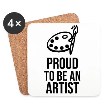 Fier d’être artiste - Art au trait minimaliste - Dessous de verre (lot de 4) - blanc - Devant