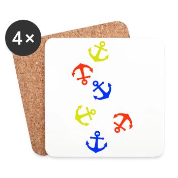 Ancre Colorée - Dessous de verre (lot de 4) - blanc - Devant