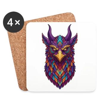 Colorful owl with horns - Coasters (set of 4) - white - Front