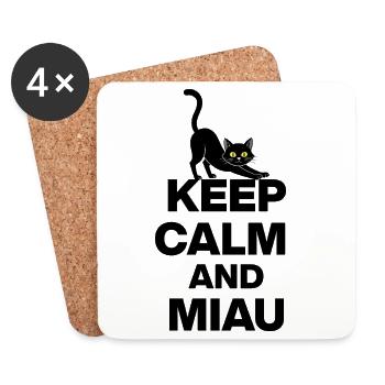KEEP CALM AND MIAU! KATZENLIEBE CATLOVE schwarz - Untersetzer (4er-Set) - Weiß - Vorne