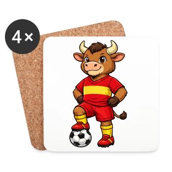 Football Taureau Taureau Espagne Supporter Drapeau espagnol - Dessous de verre (lot de 4) - blanc - Devant