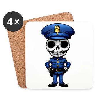 Squelette de la police - Dessous de verre (lot de 4) - blanc - Devant