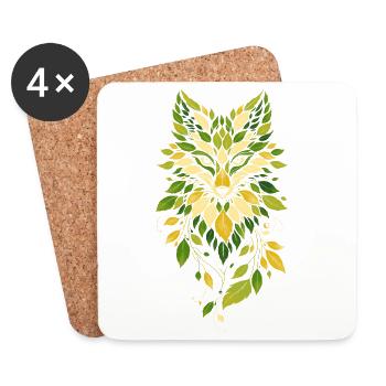 Leaves Fox Portrait - Coasters (set of 4) - white - Front
