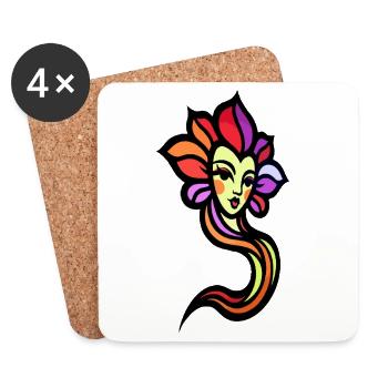 Déesse du soleil aux couleurs de l’arc-en-ciel - Dessous de verre (lot de 4) - blanc - Devant