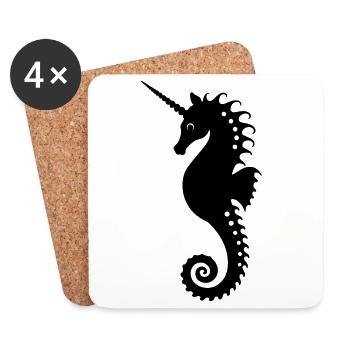 Élégant hippocampe licorne - Dessous de verre (lot de 4) - blanc - Devant