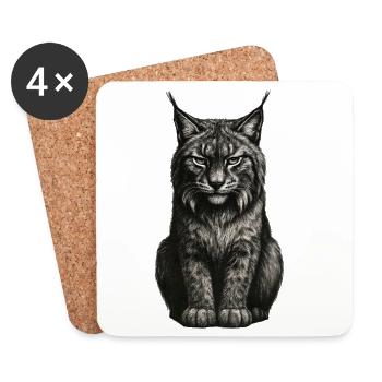 Black and White Cat Portrait - Coasters (set of 4) - white - Front