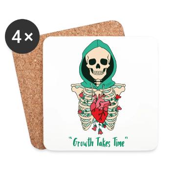 Growth Takes Time Skeleton Heart - Coasters (set of 4) - white - Front