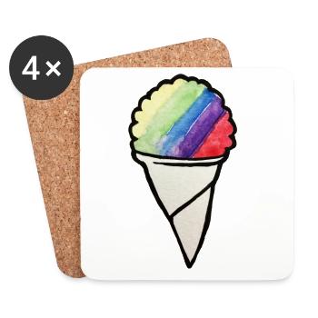 Regenbogen-Aquarell-Cremekegel - Untersetzer (4er-Set) - Weiß - Vorne