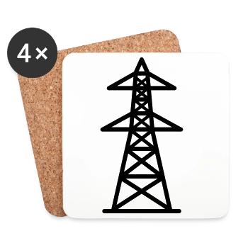 electricity pylon - Coasters (set of 4) - white - Front