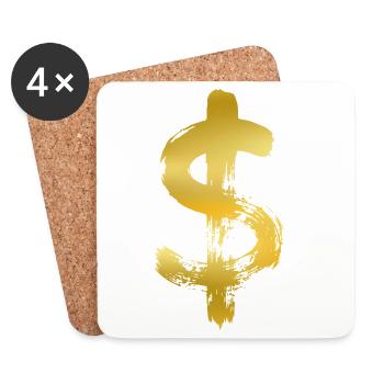 Goldener Dollar - Untersetzer (4er-Set) - Weiß - Vorne