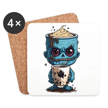 Coffee Monster - Caffeine Zombie - Morning Grouch - Coasters (set of 4) - white - Front