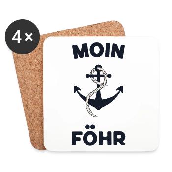 Moin Föhr – Maritimes Anker-Design - Untersetzer (4er-Set) - Weiß - Vorne
