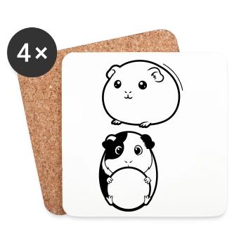 Deux têtes de cochon d’Inde - Dessous de verre (lot de 4) - blanc - Devant