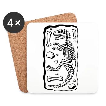 T-Rex-Skelett - Untersetzer (4er-Set) - Weiß - Vorne