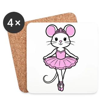 ballerina mouse - Coasters (set of 4) - white - Front