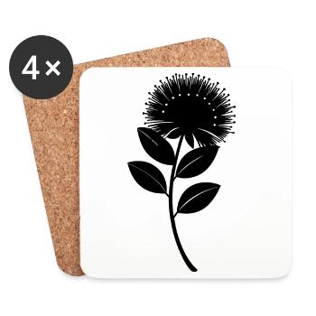 Fleur de Pohutukawa - Dessous de verre (lot de 4) - blanc - Devant
