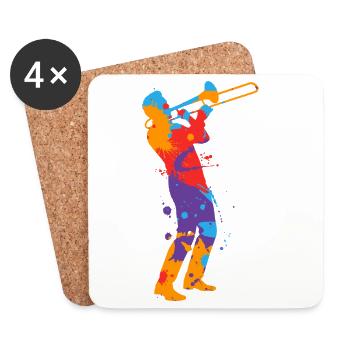 Trombonist Colorful Trombone Player Kids Trombone - Coasters (set of 4) - white - Front