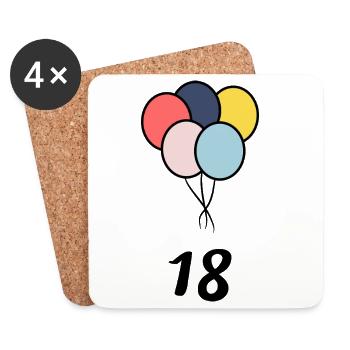 18. 18 JAHRE ALT. 18-JÄHRIGES JUBILÄUM. 18. GEBURTSTAG. - Untersetzer (4er-Set) - Weiß - Vorne