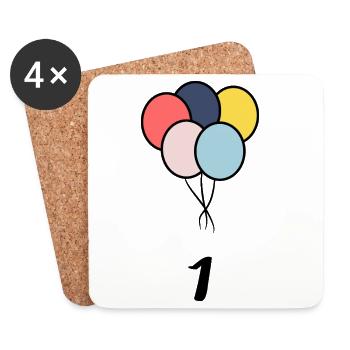 1. 1 Jahr. 1. JUBILÄUM. 1-JÄHRIGES JUBILÄUM - Untersetzer (4er-Set) - Weiß - Vorne