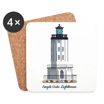 Los Angeles, phare de port dessiné à la main aux États-Unis - Dessous de verre (lot de 4) - blanc - Devant