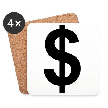 Dollar Sign - Coasters (set of 4) - white - Front