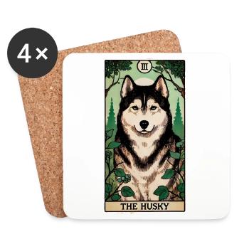 Carte de tarot Husky Forest - Dessous de verre (lot de 4) - blanc - Devant