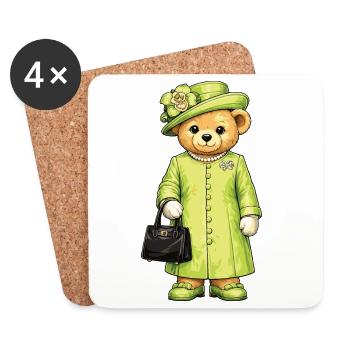 Royal Teddy Bear Design | Süßer Vintage Teddybär - Untersetzer (4er-Set) - Weiß - Vorne