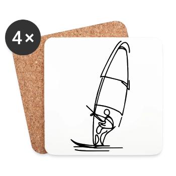 Windsurfer Drawing - Coasters (set of 4) - white - Front