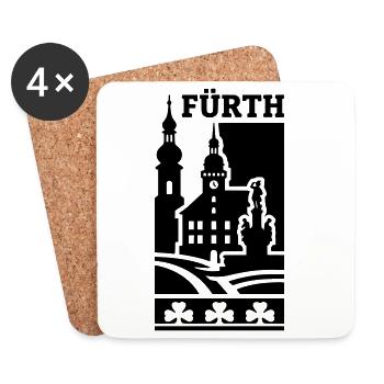 Fürth Silhouette Wahrzeichen - Untersetzer (4er-Set) - Weiß - Vorne