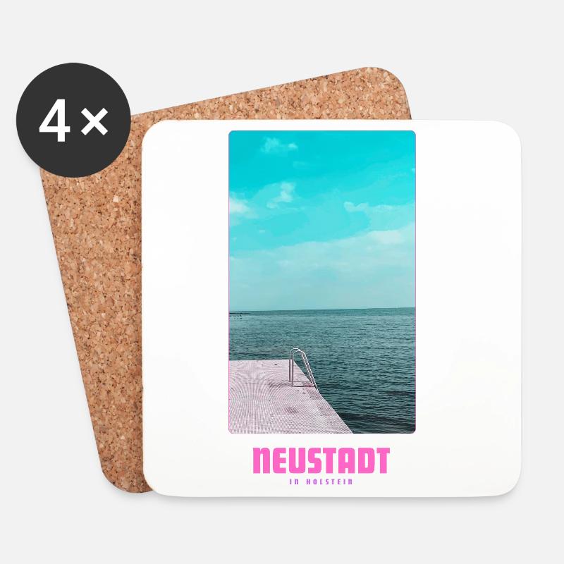 Neustadt in Holstein _ Ostsee  - Untersetzer (4er-Set) - Weiß