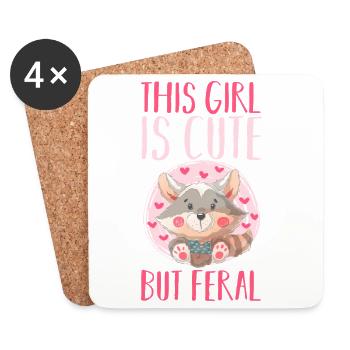 Cute But Feral Trash Panda Raccoon - Untersetzer (4er-Set) - Weiß - Vorne